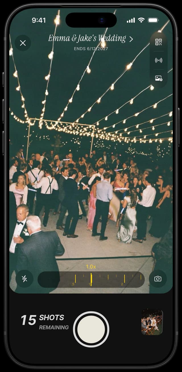 Ever Shots camera at a wedding reception with a shot counter