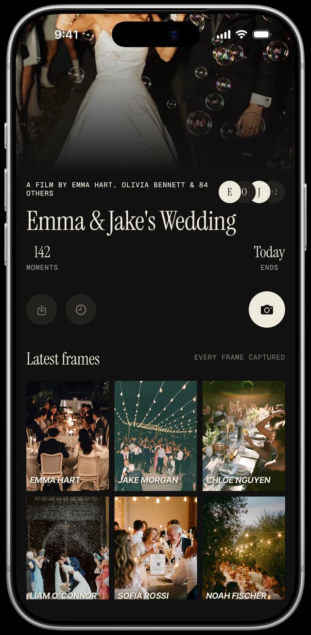 Ever Shots gallery with frames credited to each guest